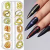 Nueva Joyería Caliente para Uñas ins Cadena Pequeña 12 Cajas Acero Dorado y Plateado Bola de Acero Pegatina Decorativa para Uñas DIY Cadena Metálica