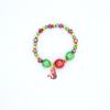 Pulsera de regalo de Navidad con cordón elástico y cuentas de colores, ideal como regalo de Navidad, con campana para árbol de Navidad de Papá Noel.
