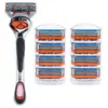 Barbeador manual masculino com lâminas de 5 camadas, cabeça de barbeador de cinco camadas, cabeça de lâmina universal, barbeador de aço inoxidável