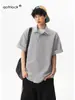 Camiseta Polo Rayada Retro Americana Nueva de Verano, Falso Dos Piezas, Manga Corta para Hombres y Mujeres, Marca de Moda, Corte Holgado, Camiseta Versátil para Parejas