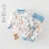 Ropa de Bebé Otoño Invierno 40g Algodón Conjunto para Estar en Casa Pijama de Manga Larga para Niños Niñas Bebé Cálido Conjunto de Dos Piezas sin Huesos