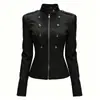INS transfronterizo europeo y americano 2026 nueva moda elegante retro metal doble botonadura entallado a la cintura chaqueta abrigo Napoleón