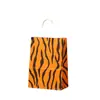 Saco de Embalagem de Papel Kraft Pronto de Fábrica com Estampa de Leopardo Saco de Embalagem Listrado de Desenho Animado Sacola de Papel Portátil para Entretenimento de Festa Sacola de Presente