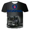 Nova camiseta masculina de verão com estampa de caminhão, casual, manga curta, importação, popular, impressão digital 3D, gola redonda, atacado