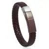 Pulseira de Couro de Aço Inoxidável Mais Vendida Transfronteiriça, Joia Masculina Trançada Retrô, Pulseira de Aço Titânio Imitação de Couro de Vaca