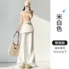 Pantalones acampanados de dos piezas falsas con solapa en el trasero para mujer, nuevo estilo de otoño 2026, pantalones de tela suave con cremallera lateral, pantalones deportivos casuales de cintura alta