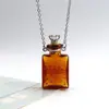 Collar con Colgante de Botella de Aceite Esencial de Vidrio Transparente en Forma de Corazón, Colgante de Botella de Fragancia, Collar Sencillo de Acero de Titanio, Regalo para Amigos y Parejas