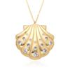 Colar estilo coreano personalizado com concha em formato de leque incrustada com diamantes e pérolas, banhado a ouro, corrente simples para clavícula feminina com pingente, popular em lives do TikTok