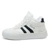 28329 Tênis brancos de cano alto forrados com fleece para o inverno, sapatos esportivos estudantis estilo coreano, sapatos femininos de cadarço quentes para o dia a dia com bico redondo