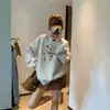 Sudadera con Capucha de Cuello Redondo con Estampado de Fuegos Artificiales Americanos para Mujer Otoño/Invierno Nueva Llegada Terciopelo Grueso Estilo Holgado Perezoso de Estudiante Top Casual