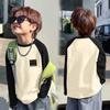 Camiseta de cuello redondo de terciopelo alemán para niños, de otoño e invierno, de manga larga, cálida, con empalmes, top de dibujos animados para niños