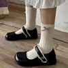 Calcetines Morados con Flores Jk para Mujer, Estilo Otoñal, Lindos Calcetines Blancos con Moño Blanco hasta la Pantorrilla, Dulces Calcetines de Encaje Retro