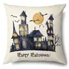 Funda de Almohada Halloween Calabaza Divertida Transfronteriza Amazon Estampado de Lino Funda Decorativa para Cojín de Sofá del Hogar
