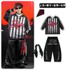 Ropa de Calle de Hip Hop de Moda para Niños Conjunto de Disfraz de Baile Rayado Negro para Niños Hip Hop Chicas Atuendo de Presentación Genial y Atractivo Masculino