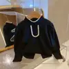 Suéter Básico para Niñas con Forro de Felpa, Pantalones Gruesos de Invierno Cálidos Nuevos, Top Floral, Ropa Interior Elegante