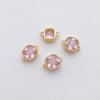 Retenção de cor de ouro 14K dupla cor de embutimento de suspensão de zircônio borda quadrada pequeno pingente artesanal DIY pulseira colar material acessórios