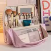 Bolsa de Maquiagem de Pé Grande Capacidade Impermeável Portátil de Mão Armazenamento em Camadas Estilo Simples de Luxo Leve para Viagem