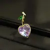 Broche Azul Cereza Océano Cristal Exquisito y Lindo para Primavera y Verano Accesorios de Pin para Traje y Abrigo de Diseño de Alta Gama para Mujer