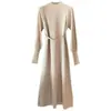 Vestido de Punto Nuevo 2023 para Mujer Otoño e Invierno Cintura Interior Largo Medio Por Encima de la Rodilla Cintura Elegante Falda Base a Juego