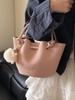 2025 Nova Coreia do Sul Nicho Tecido Padrão Plissado Balde Bolsa Feminina Simples All-match Commuter Estilo Ocidental Bolsa Crossbody