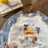 Camiseta Cartoon Infantil para Meninos, Algodão Puro, Novo Estilo Primavera 2026, Cor Blocada Raglan para Bebês, Estilosa para Meninas