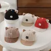 Sombrero infantil de ala suave para exteriores, sombrero de felpa cálido para bebé de otoño e invierno transfronterizo, gorra de pico de gatito dulce coreana