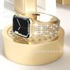 Adecuado para Correa de Apple Watch 11, Correa de Reloj Inteligente de Metal con Diamantes Completos a la Moda, iWatch 11-1 Generación Se Cross