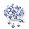 Novas contas de madeira de arte 20 mm contas de madeira de porcelana azul e branca contas de madeira impressas contas de madeira artesanais faça você mesmo acessórios decorativos contas