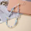 Capa de Celular Cordão Menina Bonita Cordão Arco-Íris Ins Prata Branco Urso Pérola Pulseira de Pulso Celebridade Cibernética Joia Pendurada Pulseira Universal