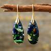 Pendientes colgantes de gota de agua con piedra del emperador bohemio transfronterizo, joyería de piedra natural popular europea y americana, venta al por mayor