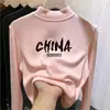 Camiseta interior térmica de forro polar doble cara para niñas, estilo otoño e invierno, cuello semi-alto, camiseta de manga larga rosa para niños, top para bebé niña