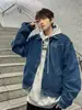 Chaqueta vaquera corta para hombre, otoño, corte holgado, versátil, marca de moda high-street, lavado vintage desgastado estilo americano