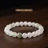 Pulsera de Cuenta Redonda de Jade Verde Natural del Tianshan para Mujeres y Hombres, Joyería de Pulsera de Jade de Círculo Único, Estilo Círculo Sencillo Verde del Tianshan