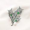 Broche pin de alta qualidade atmosférico para mulheres, com pena de pavão folha, zircônia incrustada em cera, banhado a ouro real de cobre, novo lançamento