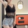 Colete pequeno de látex para primavera e verão, base de renda, costas bonitas, roupa íntima feminina sexy sem alças, tipoia, peito envolvente, top interno