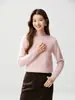 26 Outono Inverno Novo Suéter Feminino de Cashmere com Gola Meia-Alta, Malha Fina em Ponto Pequeno, Corpo Inteiro, Tricô Espesso, Manga Longa, Camada Base, Suéter de Tricô