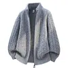 Cárdigan de punto para otoño e invierno para hombre, suéter de punto trenzado estilo old money, chaqueta de lana gruesa holgada de moda