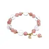 Pulseira de Cristal de Morango Natural Pulseira de Cristal Branco Lua Doce, Fashion e Fresca Presente para Namorada Dropshipping