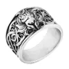 Anel Masculino Retrô Nórdico de Aço Inoxidável Anel de Raposa de Nove Caudas Viking