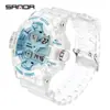 Reloj SANDA para estudiantes, doble pantalla, textura de mezclilla, reloj electrónico multifuncional, reloj electrónico deportivo impermeable transfronterizo