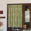 Cortina de puerta de barra retráctil sin taladro, cortina de puerta floral pequeña, cortina divisoria para puerta de dormitorio estilo pastoral, cortina de privacidad fresca y simple