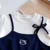 Nuevo Estilo de Primavera para Niñas Conjunto de Dos Piezas Manga Larga Estilo Kt Estilo Dulce de Princesa Tendencia Versátil Linda Camiseta Casual