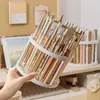 Prateleira de armazenamento multifuncional, porta-canetas para estudante de arte, porta-pincéis de pintura a óleo, organizador de canetas com múltiplos compartimentos, suporte de exibição de batom e pincéis de maquiagem para mesa