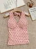 Top tipo halter estilo francés, Blusa sencilla, Nuevo estilo de verano, Camisola de lunares para ceñir la cintura, Pura tentación, Chica sexy, Lunares dulces y picantes