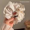 Coreia do Sul Ins Cor de Creme Cetim Vento Ballet Anel de Cabelo Intestino Grosso Feminino Estilo Fresco Acessório de Cabeça Anel de Cabelo Bola