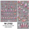 Adesivos de Unha Fofos Rosa e Branco com Novo Relevo e Laços Transfronteiriços Adesivos de Laços Simples e Doces para Manicure