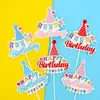 Toppers Decorativos para Pasteles Estilo Ins Coreano Retro Inserts para Pasteles Decoración de Mesa de Postres Inserts Bandera Estilo Sombrero de Fiesta
