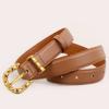 Cinturón de cuero genuino retro de alta calidad para mujer 2023 nuevo hebilla de pasador de bambú cinturón decorativo para jeans de fábrica en stock