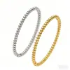 Nuevo producto transfronterizo: Pulsera de acero de titanio con cuentas redondas que no se decoloran, moderna y sencilla, pulsera con cierre chapado en oro de 18 quilates, joyería de lujo ligero