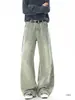 Calças casuais compridas, estilo retrô americano, adequadas para primavera e outono, jeans, moda high-street, plus size, perna reta, modelagem solta, jeans wide leg para homens, estiloso e cool